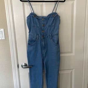 Fashion nova: denim jumpsuit. Size medium